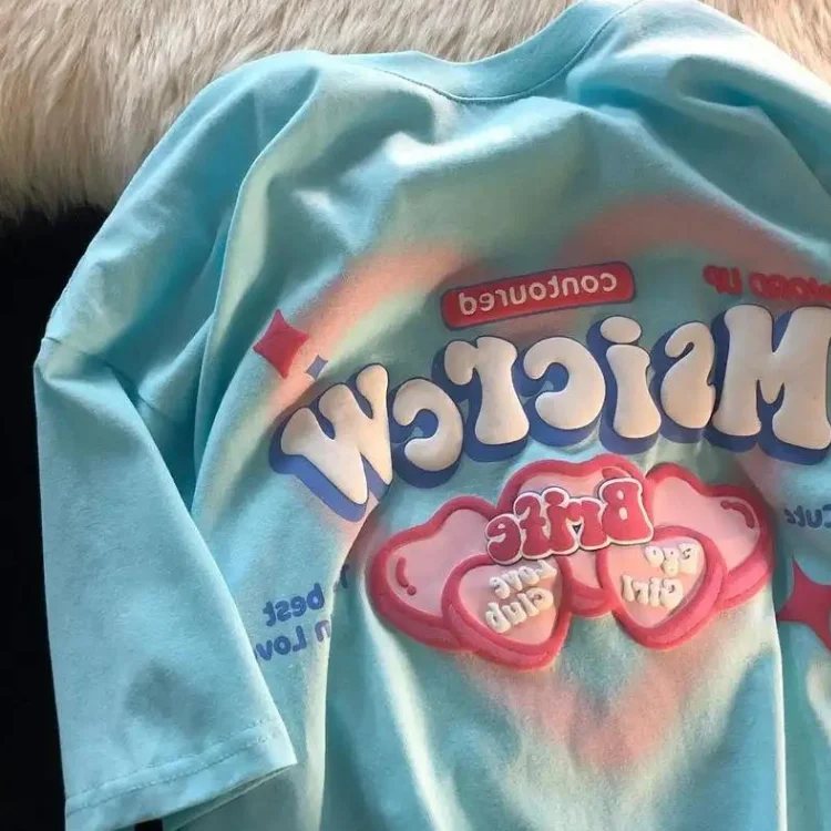 Tshirt Heavy Weight Custom Foam 3d Screen Logo Men Short Sleeve T Shirt Puff Print T-Shirt 100% Cotton Plain  Oversized