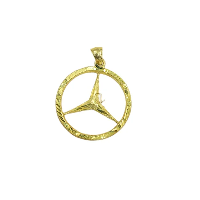 Top Quality New Arrivals Custom 14K Solid Gold Golden Circular Three Point Star Pendant For Men