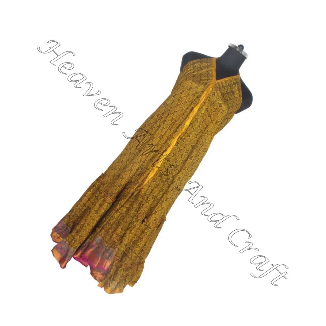 Bohemian Women Cheap Recycled Sari Silk Dresses Latest Fashion Causal Long Beach Dresses Ladies Elegant Dinner Gown Sleeveless E