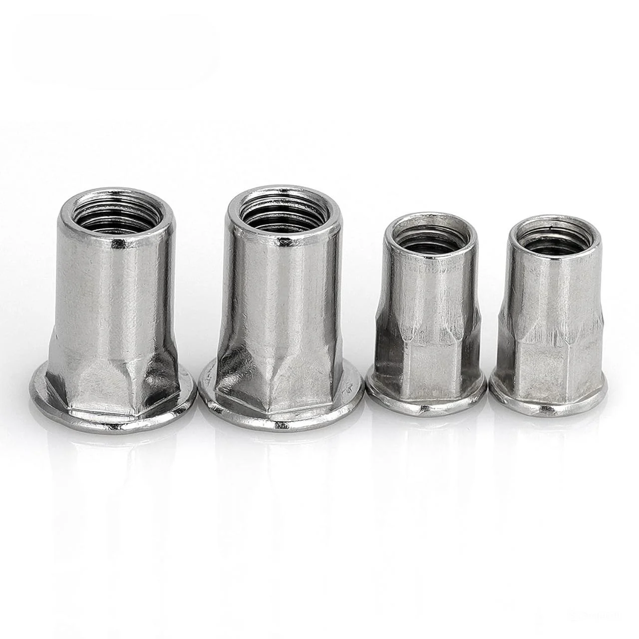 M3 4 5 6 8 10 12 Flat Head Rivet Nuts with Partial Hex Shank, Open, Stainless Steel, A2 V2A, Countersunk Nuts, Blind Rivet Nuts
