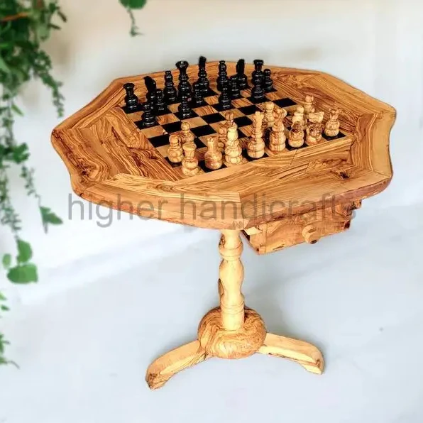 Premium Olive Wood Chess Table Chess and Checkers Board Game Sets for Adults Wooden Deluxe Manufacturer