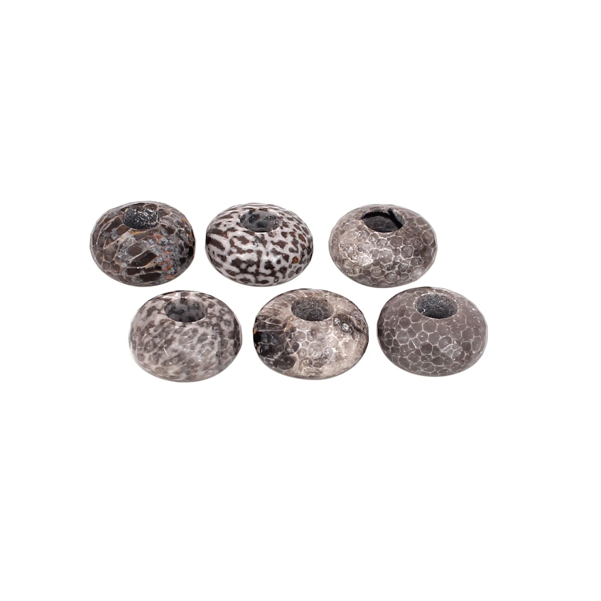 Dinosaur Bone Jasper 14x7.5x5mm Roundel Faceted 9.5 Cts Big Hole Beads For Making Bracelet Loose Gemstone