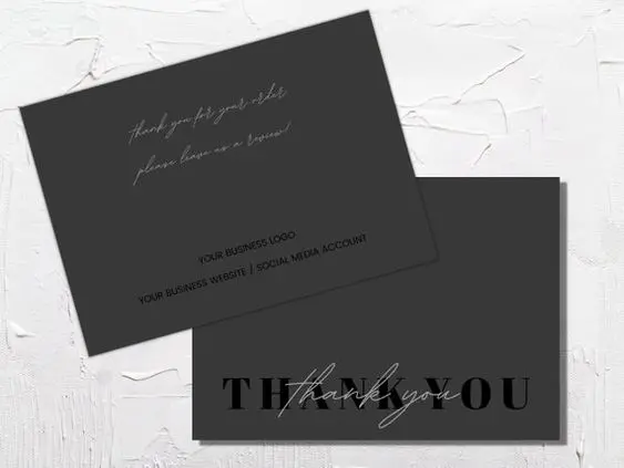 High End благодарственная открытка для бизнеса поздравительная с логотипом Thank You печать карт разработанная по запросу малого
