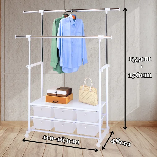 Mobile Organizer Multifunction Drying Laundry Clothes Hanger Rack