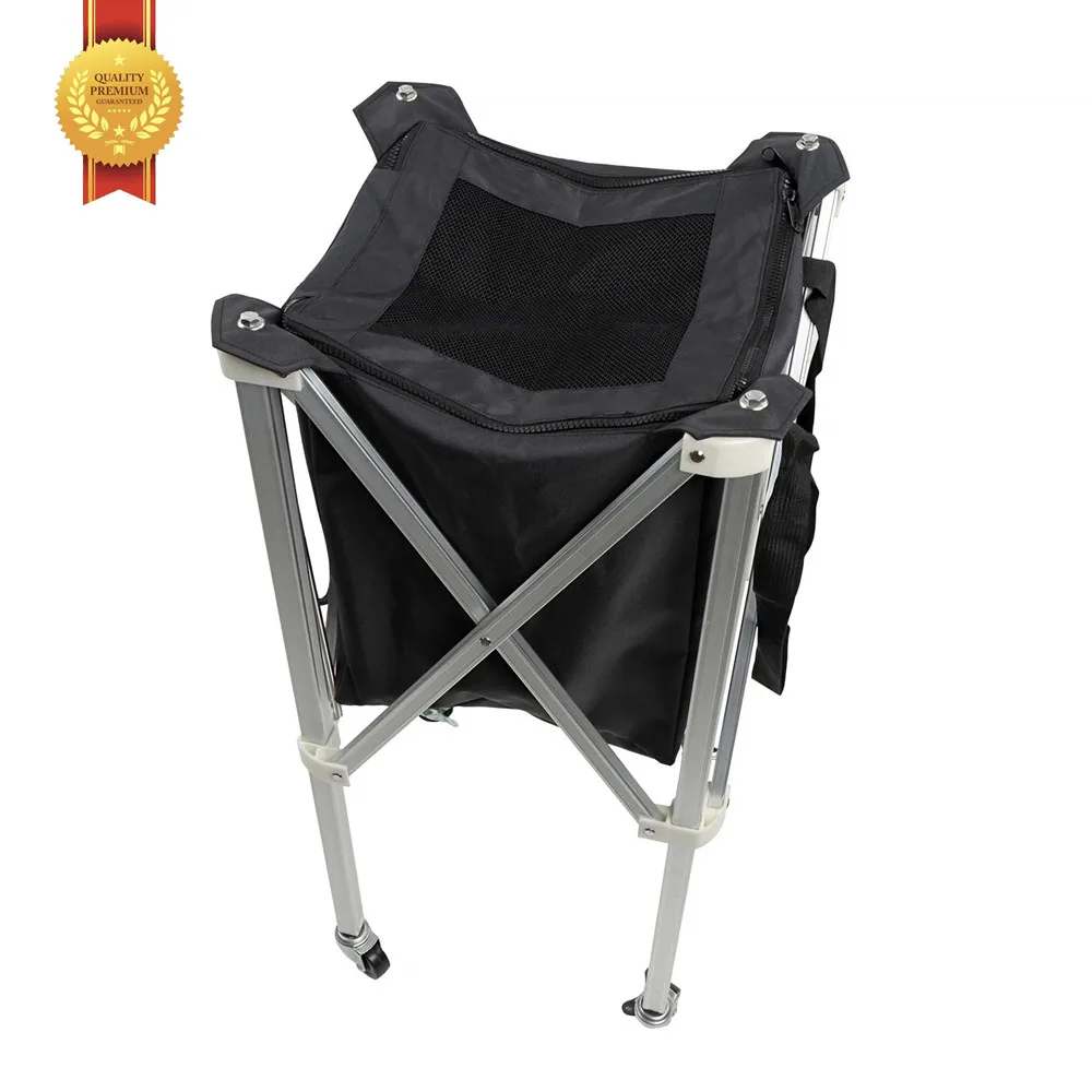 TN02B Portable Tennis Ball Hopper Basket with Wheels Tennis Ball Cart for 150 Pickleball Baseball, Tennis Ball Cart