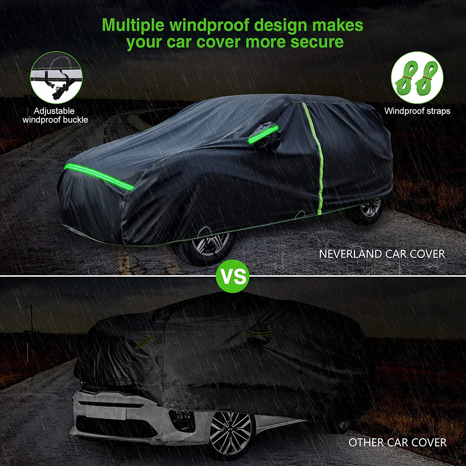 SUV Car Cover Waterproof All Weather,Outdoor Car Covers for Automobiles with Door Zipper Universal Full Car Cover