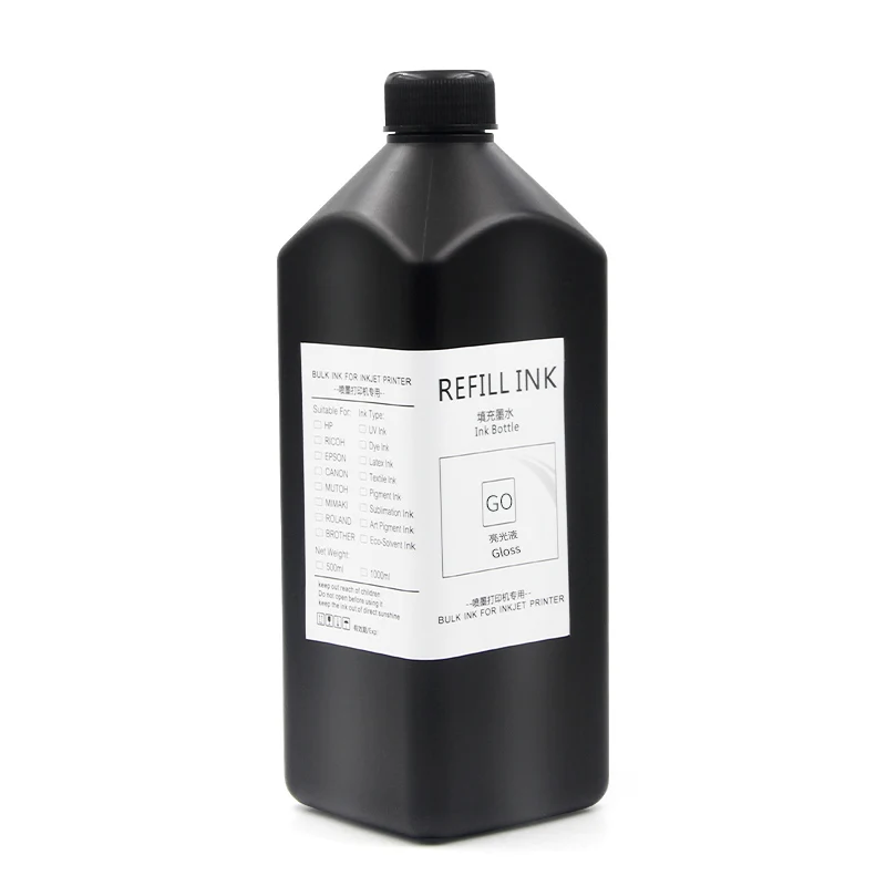 OCBESTJET LED UV Printer Ink UV Golden Varnish 1000ml For Epson I3200 XP600 TX800 Print Head