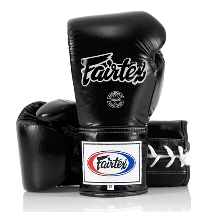 New Design Muay Thai Fairtex Boxing Gloves Custom Made Genuine Leather Boxing Gloves Lace Up Black Custom Boxing Gloves
