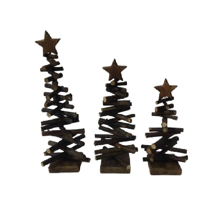 American style Antique Vintage Natural brown High-Quality Mango wood Hand-finished christmas tree for Holiday & Festive Decor