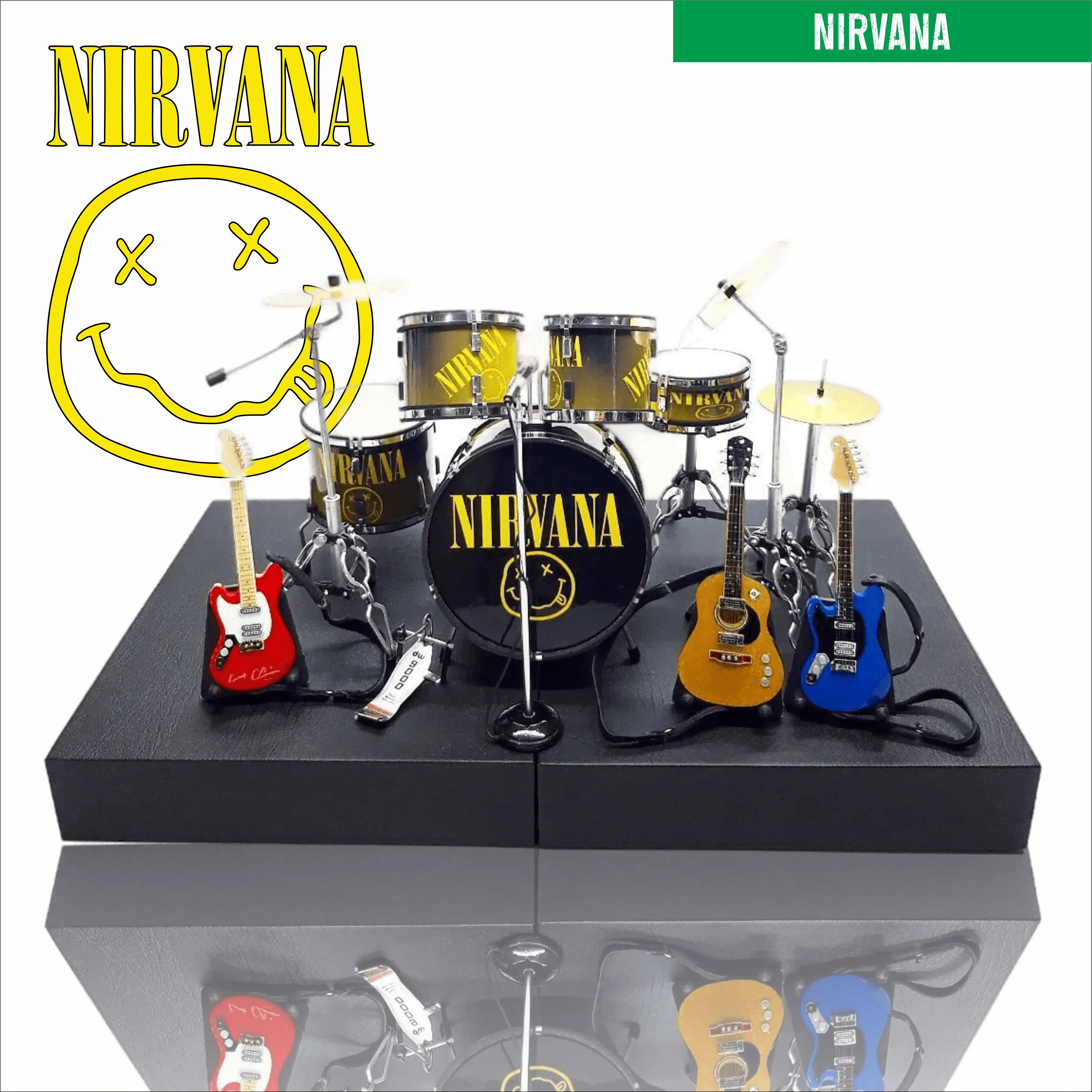 Miniature Guitar And Drum Famous Band In The World Design | Free Exclusive Box Use Stage For Action Figure