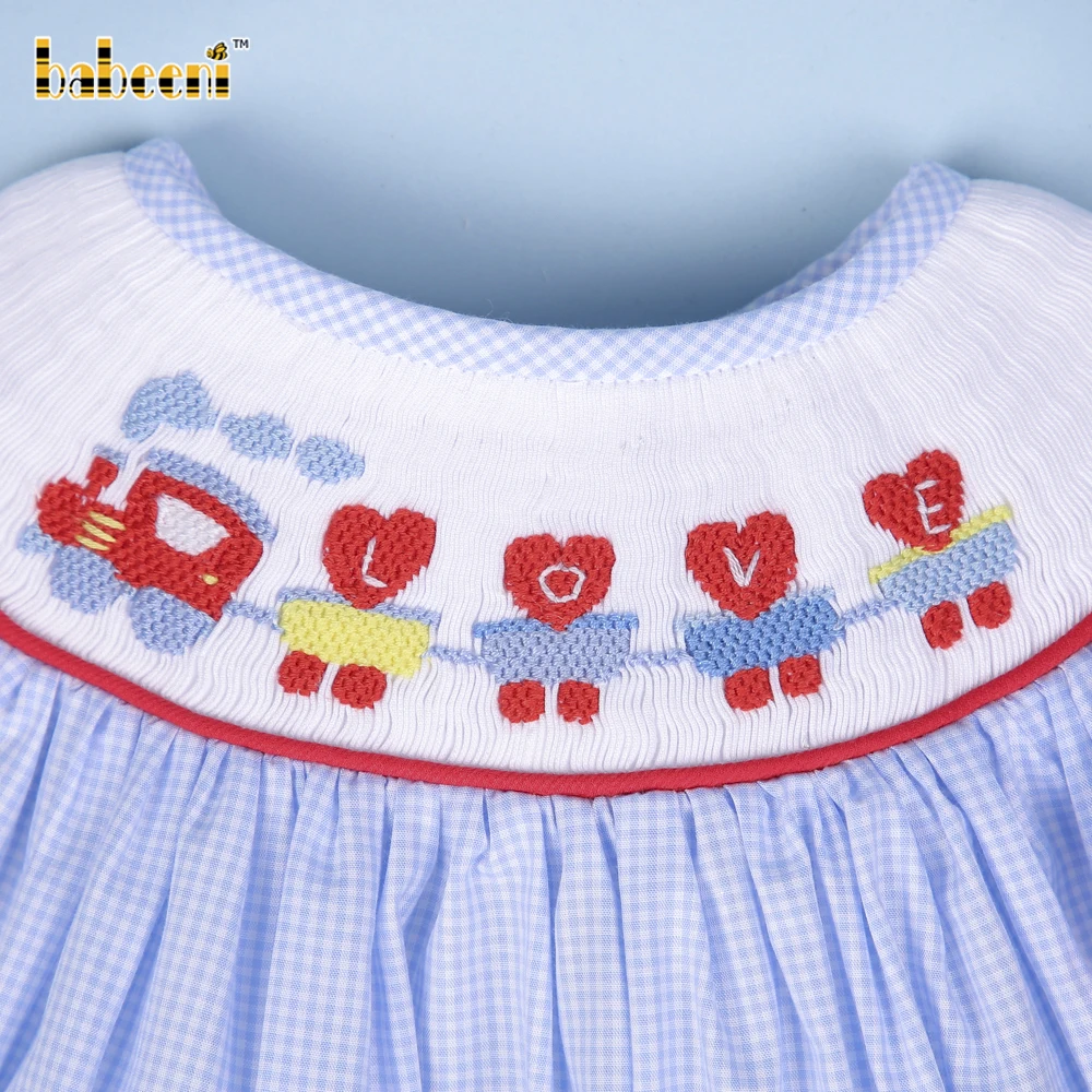 Train of Love hand smocked bishop dress ODM OEM wholesale smocked girl dress high quality - BB2823