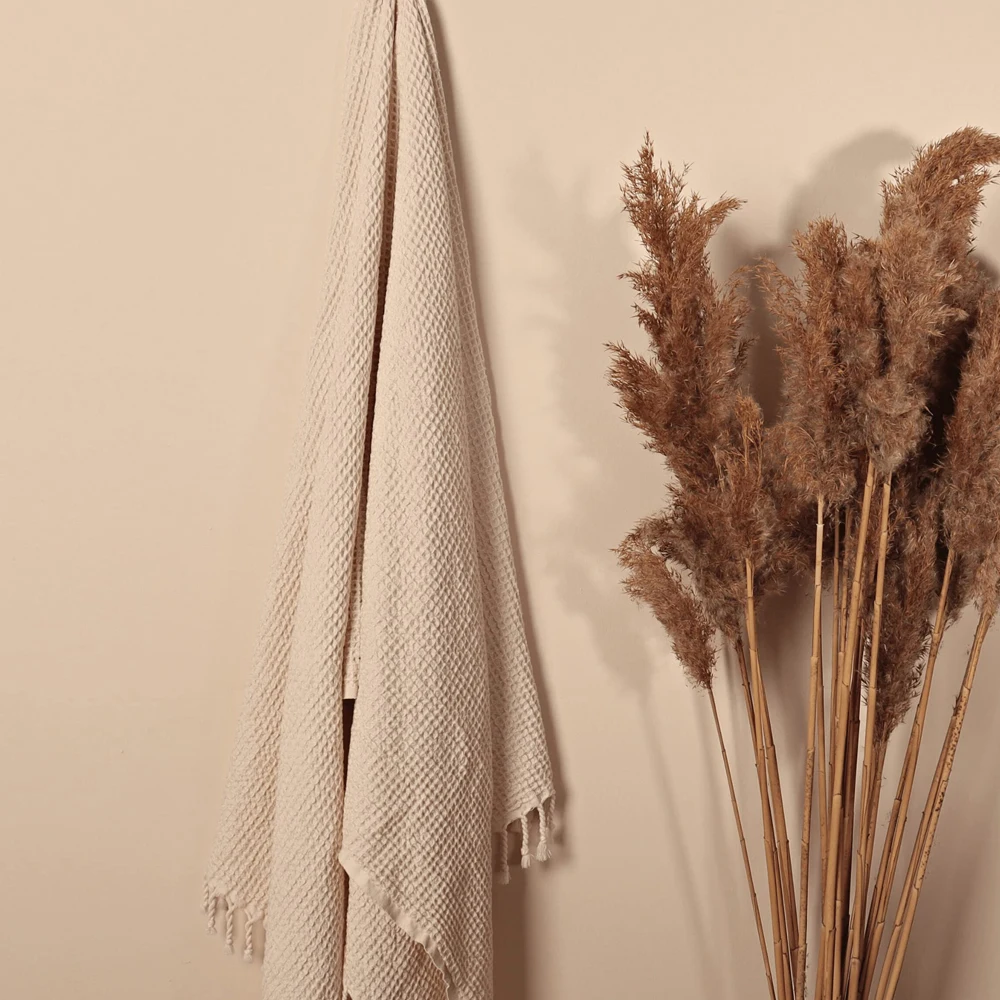 Custom Logo Pure 100% Cotton linen Waffle Weave Kitchen Dish Cloths Washing Kitchen Cleaning