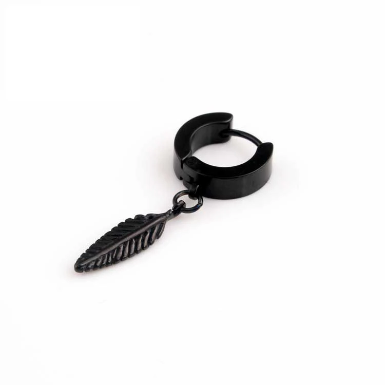 Gothic Dropshipping Hypoallergenic Stainless Steel Piercing Crosss Dangle Huggies Hoop Black Stud Earrings For Men