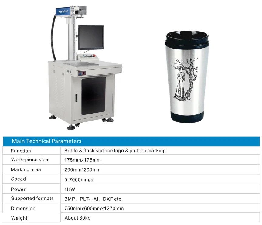 Sunglory CNC auto Kettle Making Machinery Surface Logo  Marking Bottle Marker Flask Laser Printer Logo UV Laser Marking Machine