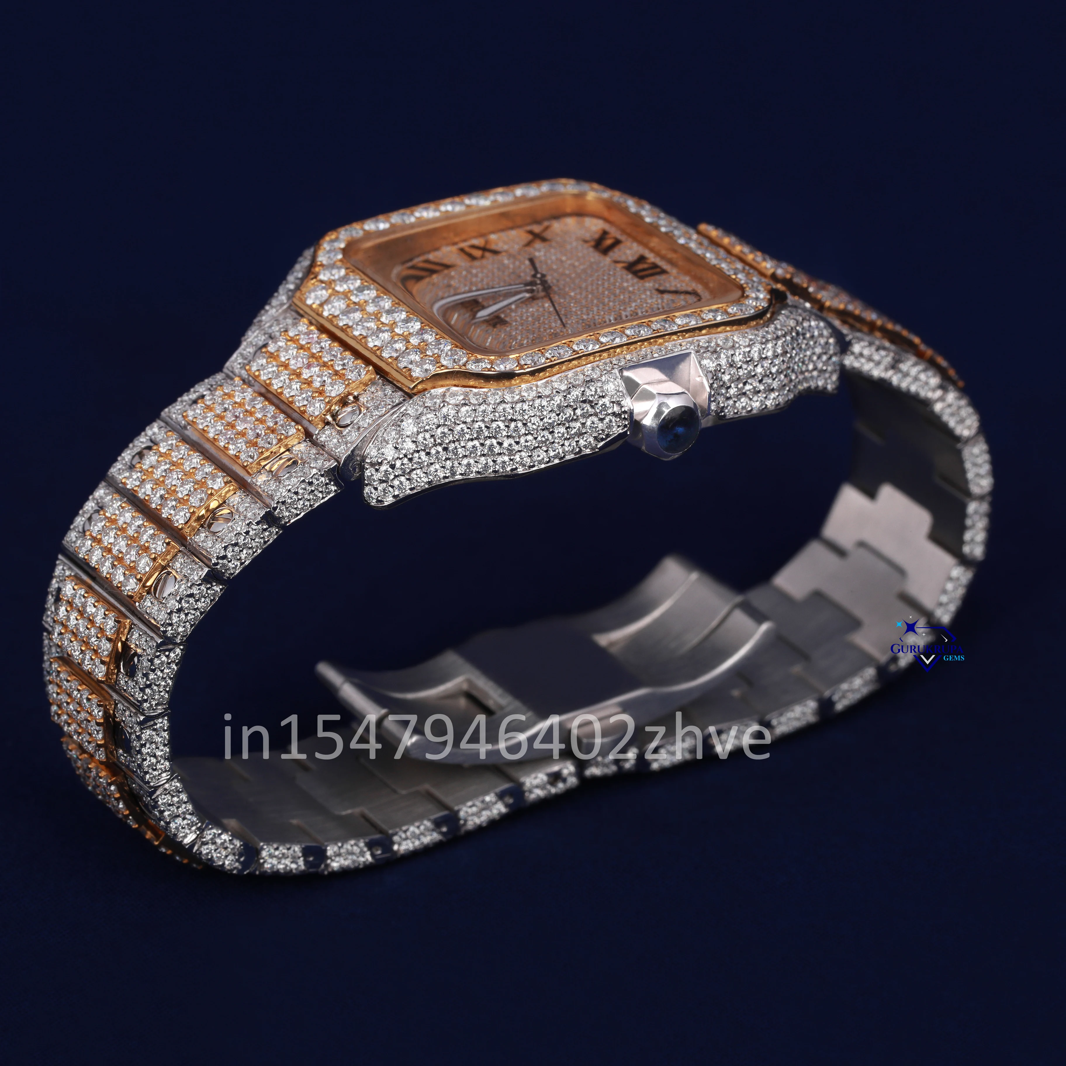 Stunning watch with natural diamonds roman numerals vvs clarity and a stainless steel frame exudes luxurious elegance
