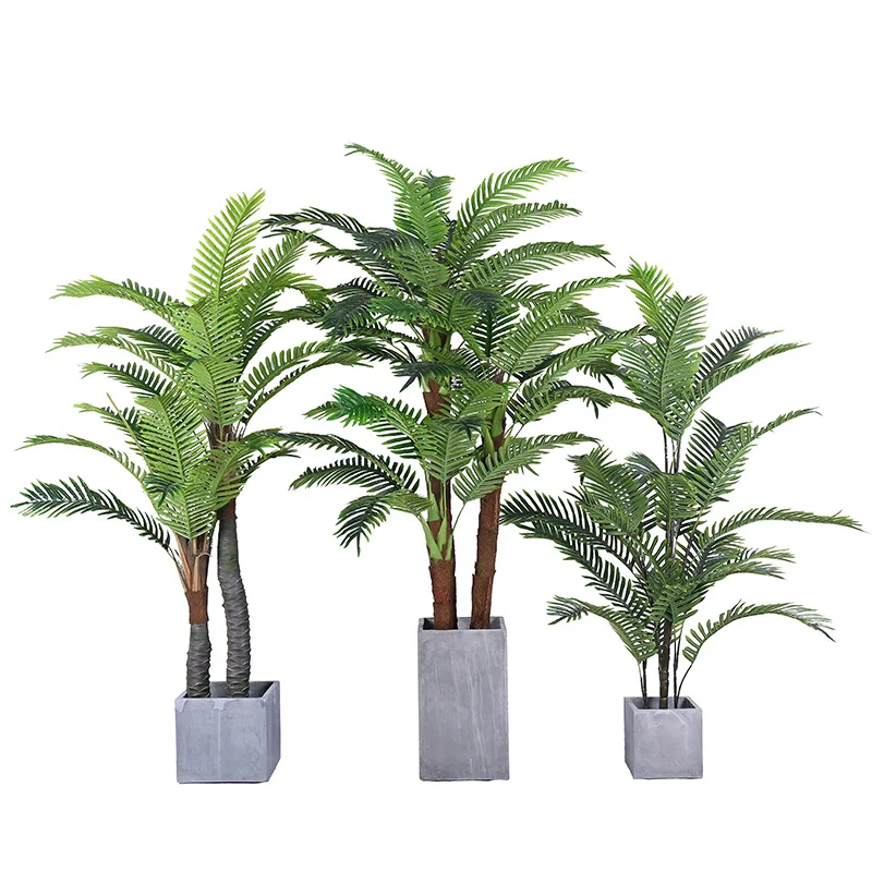 Wholesale Cheap Potted Palm Tree Artificial Indoor Outdoor Great Gift Plastic Realistic Leaves Tree for Home Office Store