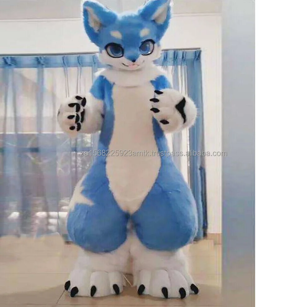 Long Fur Husky Dog or Fox Mascot Costume Fursuit Halloween Suit Cosplay New Multi-Color CUSTOM MADE