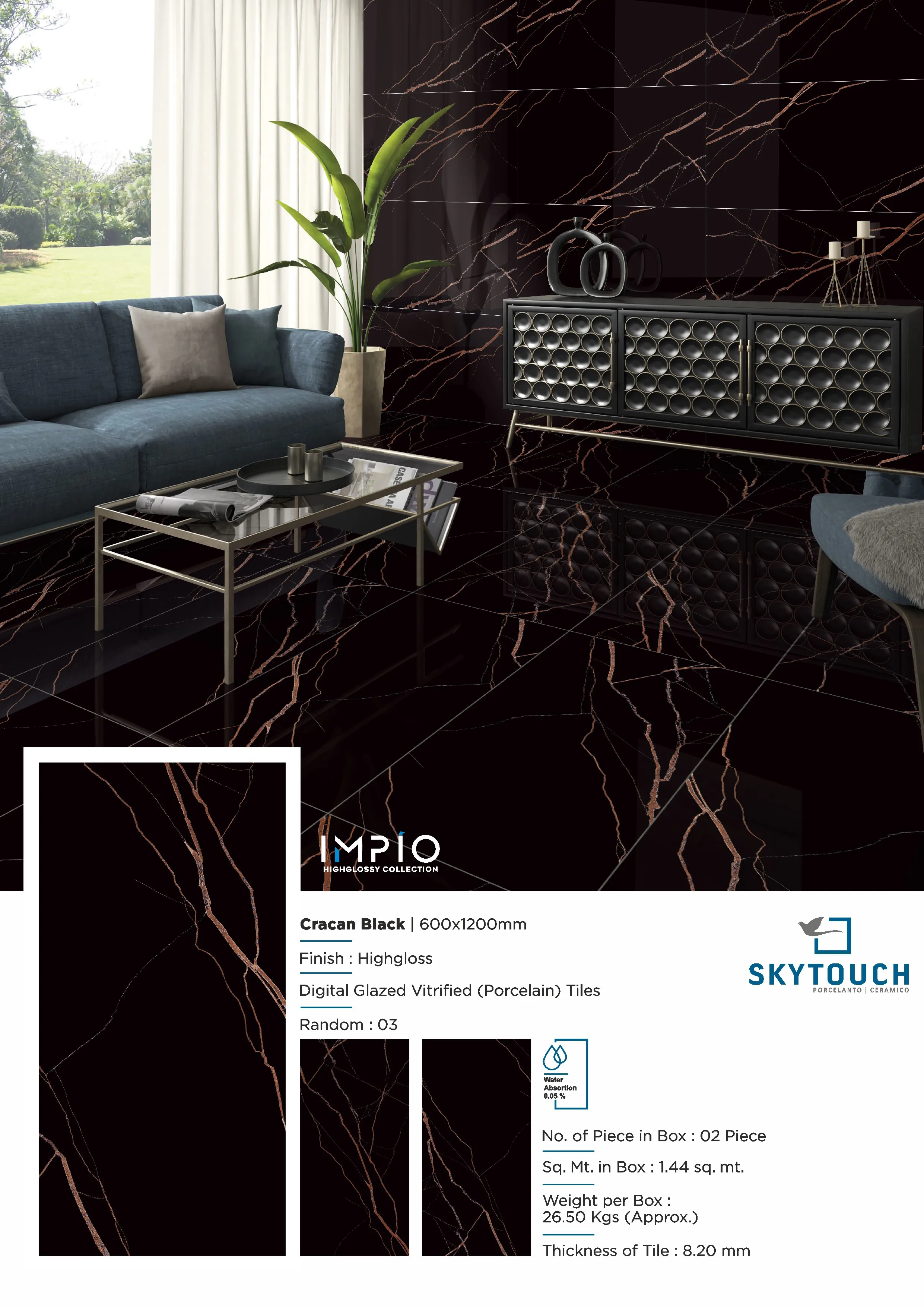 Modern 600x1200mm Glossy Black Polished Porcelain Tiles for Interior Wall and Floor Decoration High Quality Matte Finish