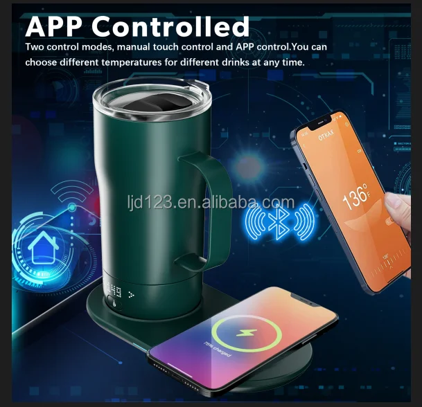 Good design fine Design constant temperature smart coffee mug warmer warmer With Wireless Combo Charger 500ml smart digital thermo mug