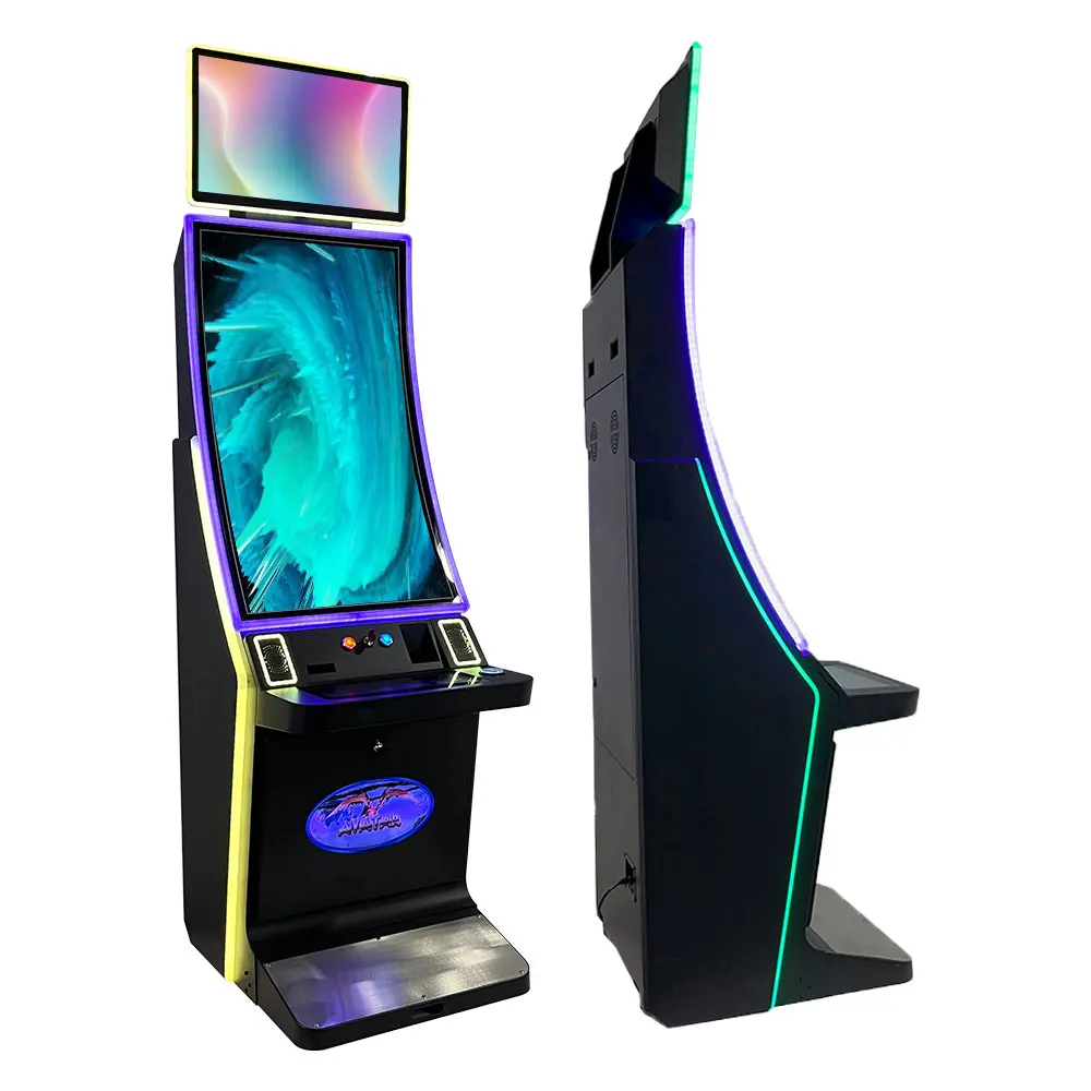 Stand up 23.6 topper display 43 inch curved touch screen arcade fire link skill game machine 43 inch with RGB light