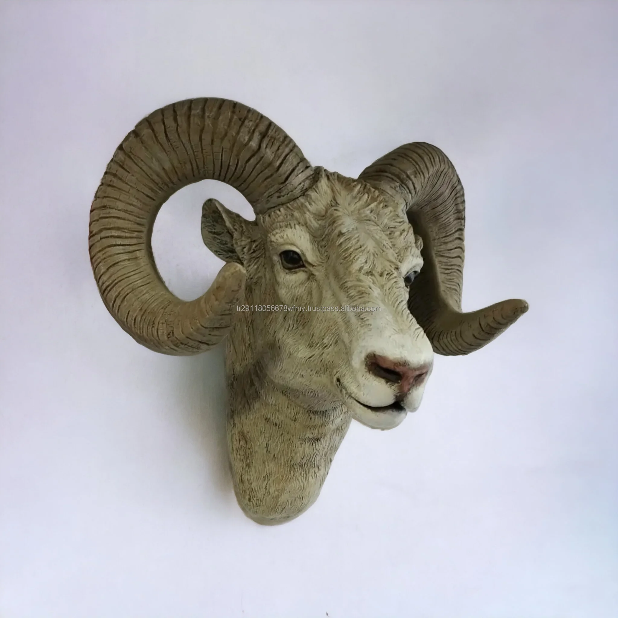 Life Size Aries Sheep Realistic Animal Resin Statue, Rustic Farmhouse Interior Decorative Accessory