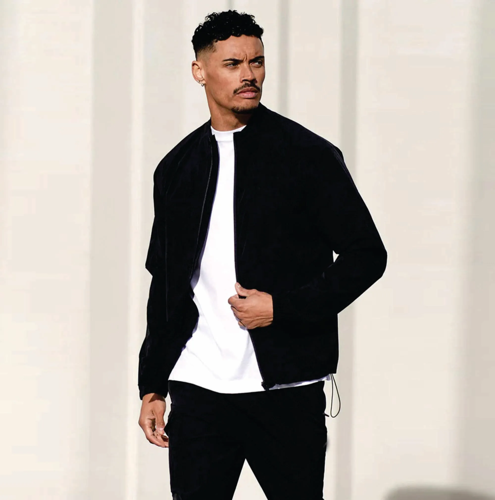 Fully Customized 85% Polyamide 15% Elastane Black Full Zip Cuffs Graphite Mens Utility Woven Bomber