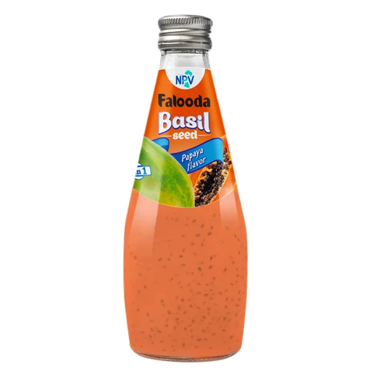 Wholesale Supplier Basil Seed Drink With Lychee Juice Free Sample 290ml Glass Bottle Basil Seed Drink High Quality