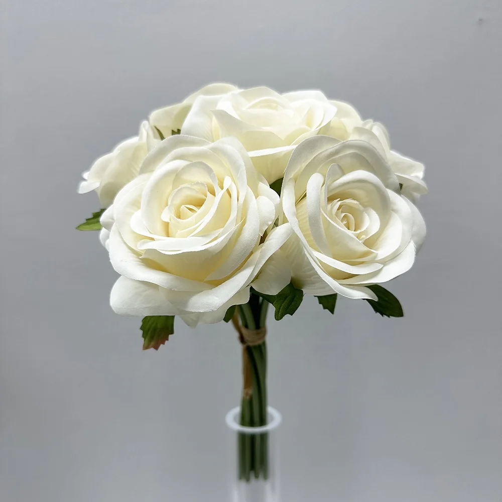 Classic Silk Brides Bouquet Wedding Rose Flower Holding Bouquet Dusty Blue Rose Floral Bouquet Wedding Decoration