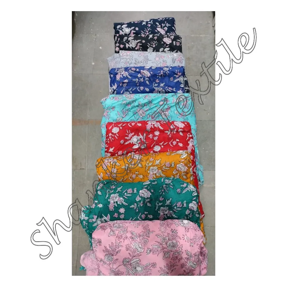 Cotton Voile Running Craft Dress Making Floral Clothing Wholesale Indian Hand Block Printed Fabric For Night Suit Kaftan Kimono