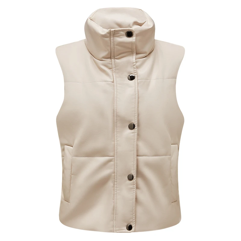 Sleeveless Fur Black Leather Vest for Women Plus Size Motorbike Leather Vest Trendy Cowhide Leather Waistcoat