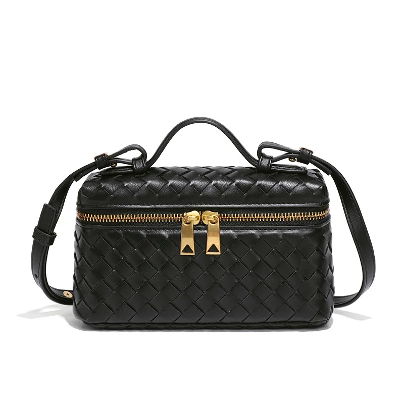 Hand-Woven Original PU Box Bag Net Red Star Style with Spring Summer New Fashionable Shoulder Handheld Crossbody Lunch Woven Bag