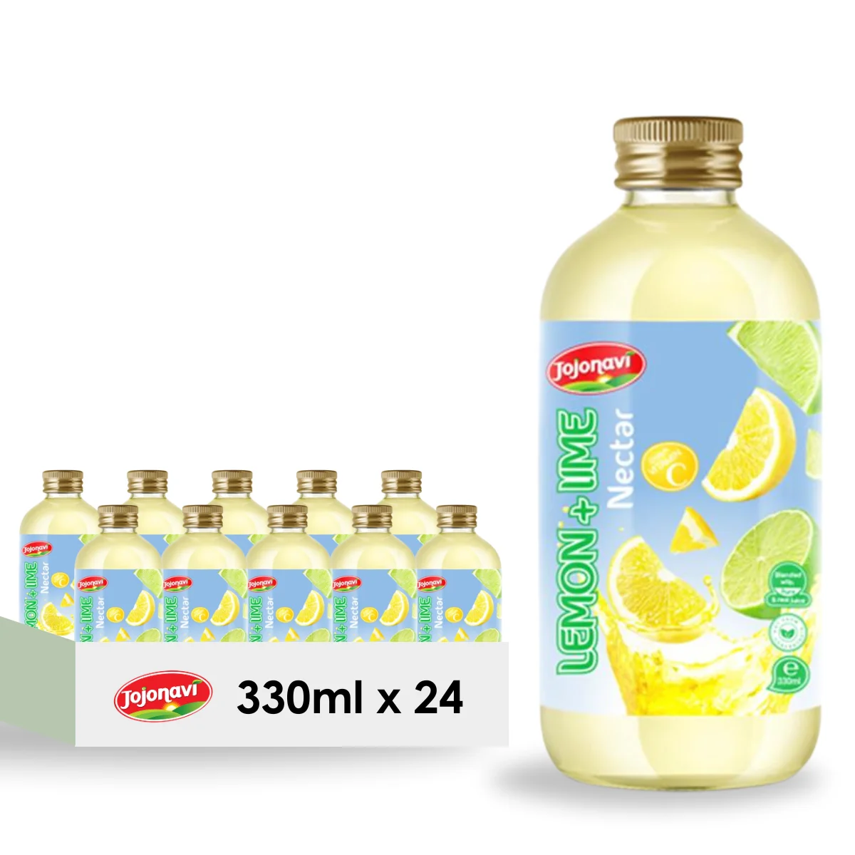 JOJONAVI Lemon and Lime Juice Drink Nectar in 330ml Bottle Manufacturer price Wholesale supplier Private label OEM HALAL KOSHER