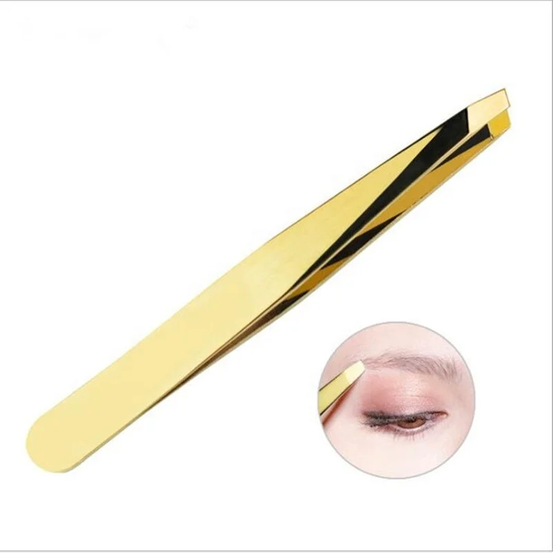 Gold Plated Stainless Steel Professional High Quality Eyebrow Tweezers Brow Tweezer