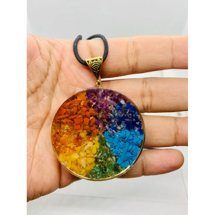 7 Chakra Orgone Pendant Necklace EMF Protection Brass Om Coil Reiki Healing Crystal Jewelry Spiritual Gift
