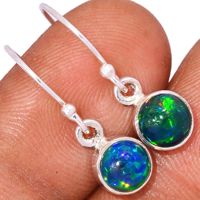Wholesale 925 Sterling Silver 18K Rose Gold Plated Opal From Ethiopia Earrings Studs Jewelry For Girls Women