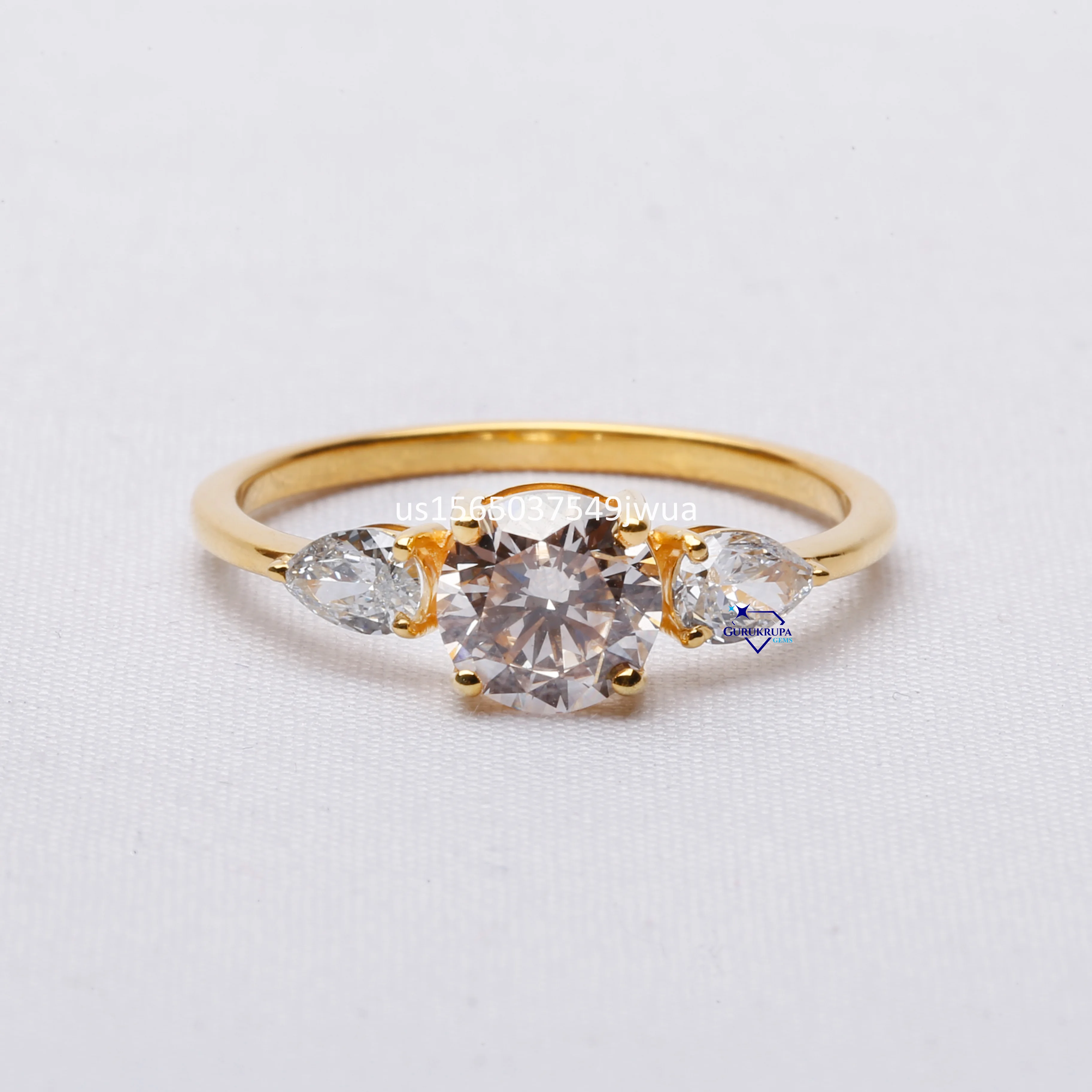 Привлекательное свадебное ювелирное изделие из 14kt желтого золота изготовленное высококачественного лабораторного бриллианта кольцо для женщин с прозрачным VVS