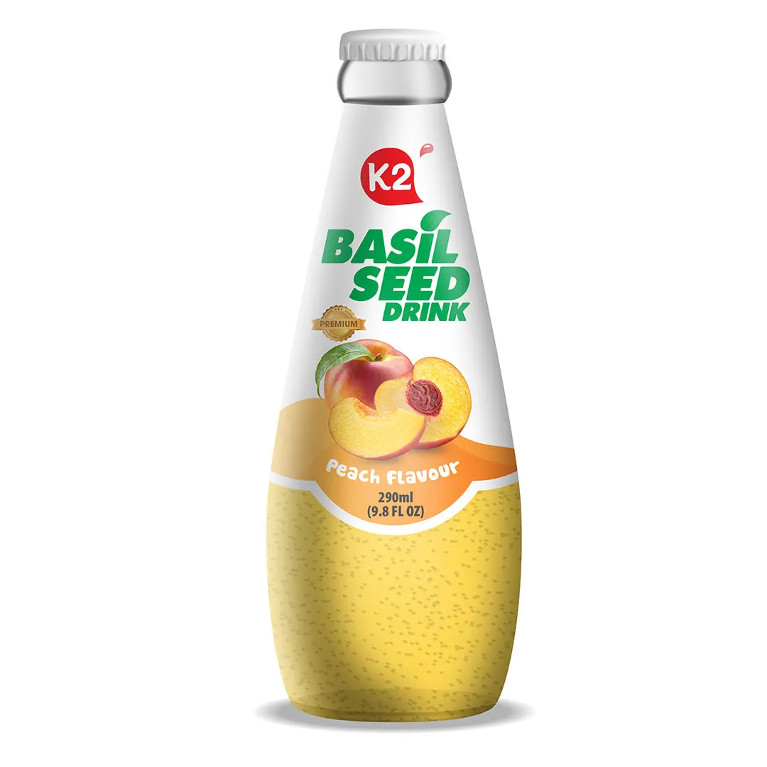 180 290 500ml Basil Seed Peach Juice Drink Good Price For Export Fresh Beverage Hot Brand Manufacturer Best Selling Chia Drink