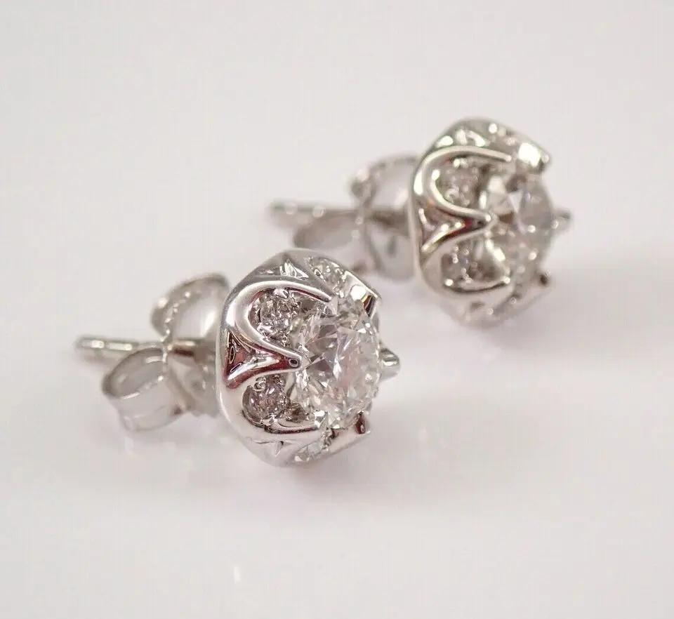 1.40 Ct Round Cut Cubic Zirconia Diamond Womens Hoop Earrings 14K Yellow Gold Plated