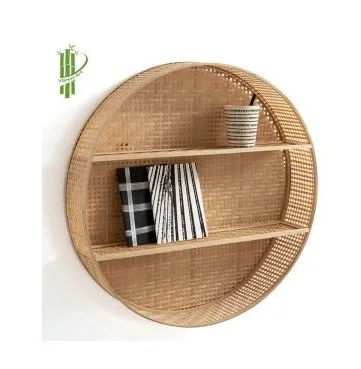 Home decor Book shelf rack rattan bamboo wall shelves decorations for home verified suppliers factory in Vietnam