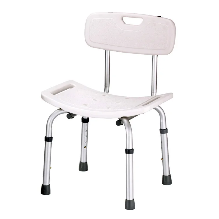 Aluminum + Plastic Non-Slip Feet Adjustable Safety Support Bath Stool Bathroom Shower Chair