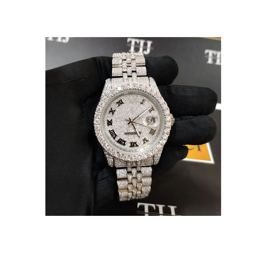 Ready to Ship High Quality Ice Out 40 MM Moissanite Watch Pass Diamond Tester Custom Moissanite VVS Mechanical watches for men
