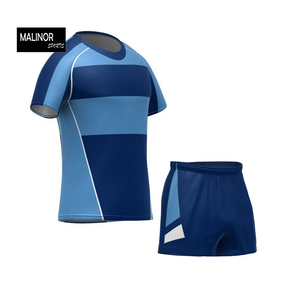 Customized Sport Wear Rugby Uniforms Men S OEM Rugby Kits Rugby Shirts Jersey High Quality Sublimation Custom Blue Print Unisex