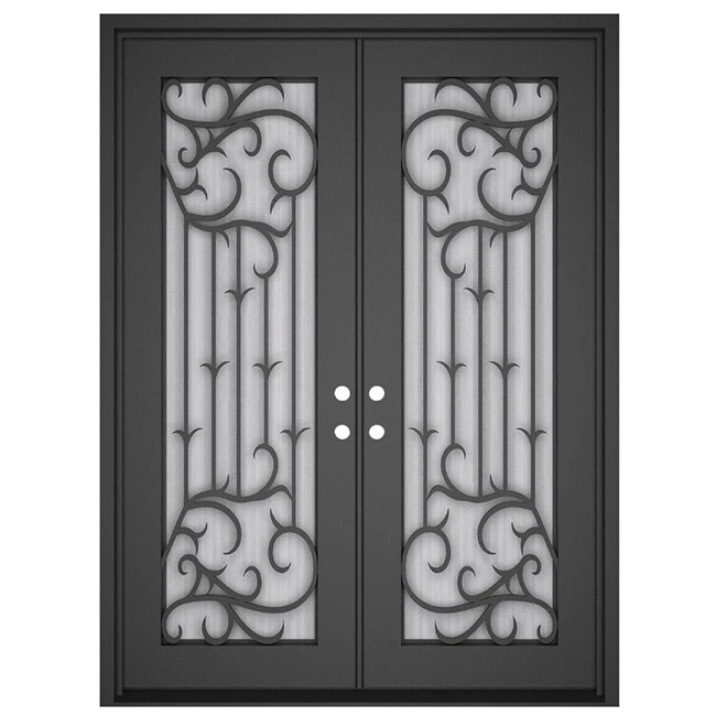 Us Standard Customized Traditional Retro Style Wrought Iron Entry Door  Villas Fiberglass Screen
