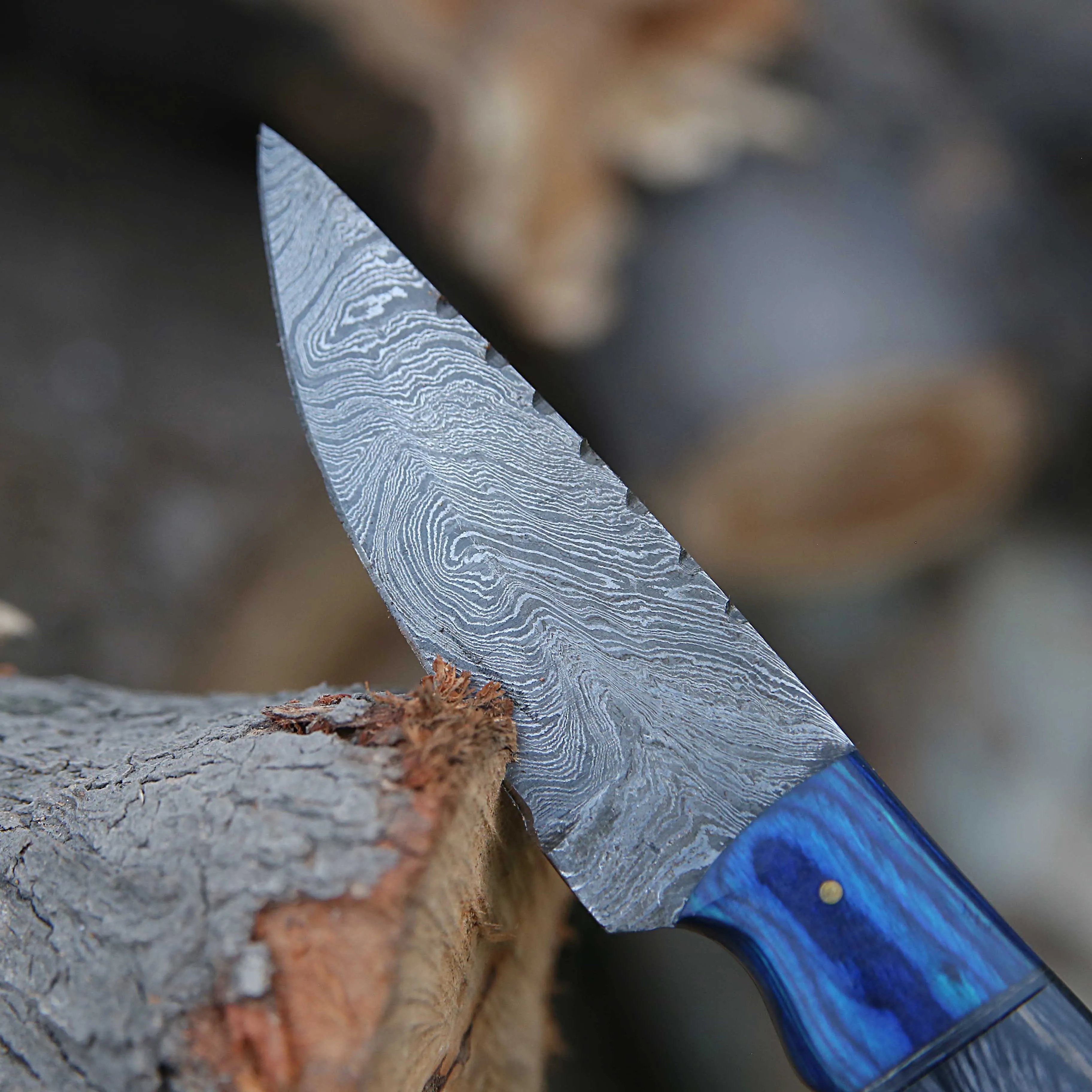 Custom Damascus steel Fixed Blade Knife Hunting knife With leather sheath Full tang knife Amazon Drop shipping