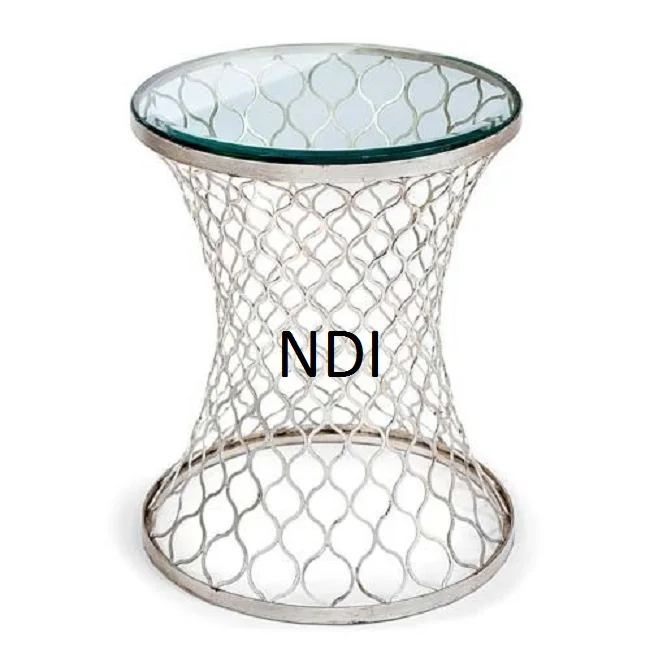 И изогнутый декоративный журнальный столик с блестящей отделкой угловой со стеклянной столешней для домашней мебели боковой H