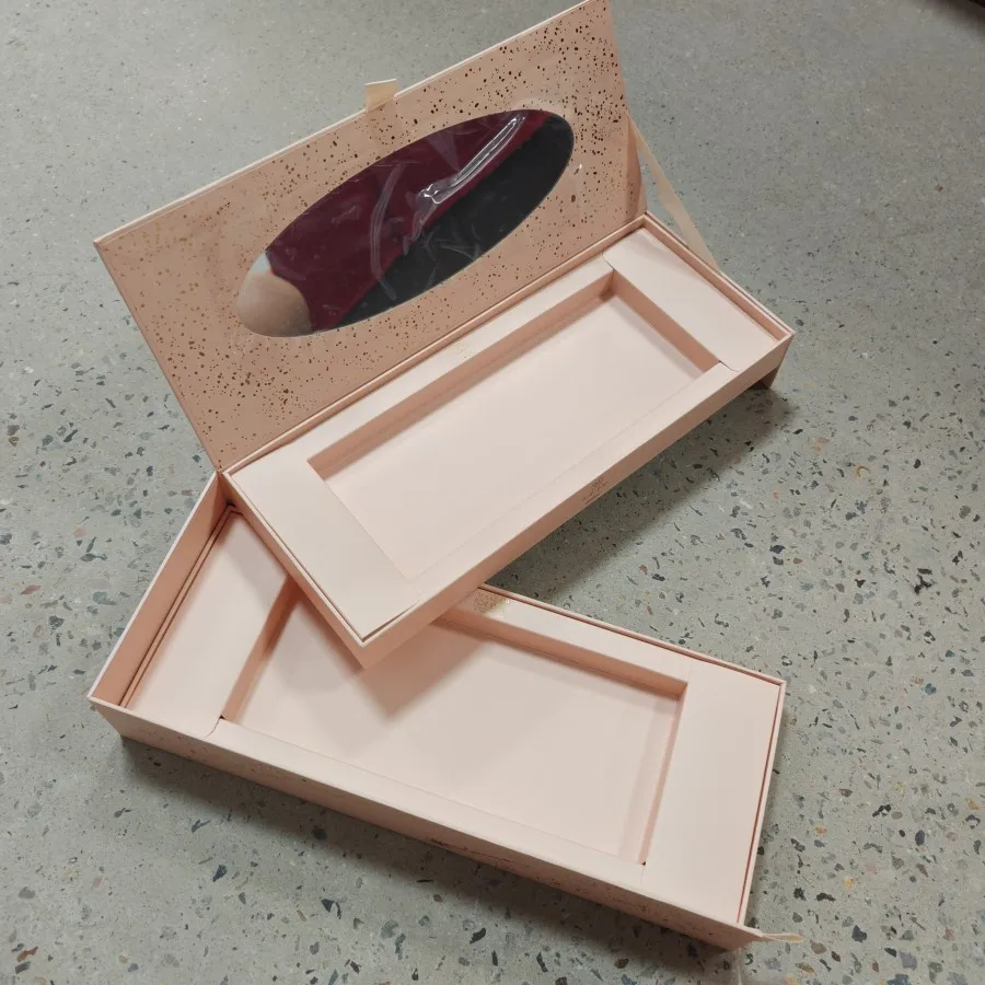 Double layer cosmetics gift box with mirror logo custom rigid gift box jewelry gift box