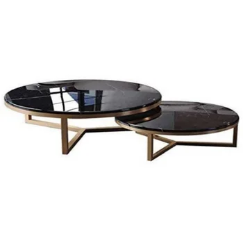 Centre Coffee Table Marble Patterned Top Table With Metal Legs  90x45cm 65x35 Cm