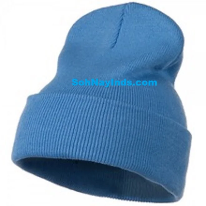 Beanie Custom Embroidery Patch Logo winter hats caps blue knit beanie Solid Colors and Custom Multiple Colors