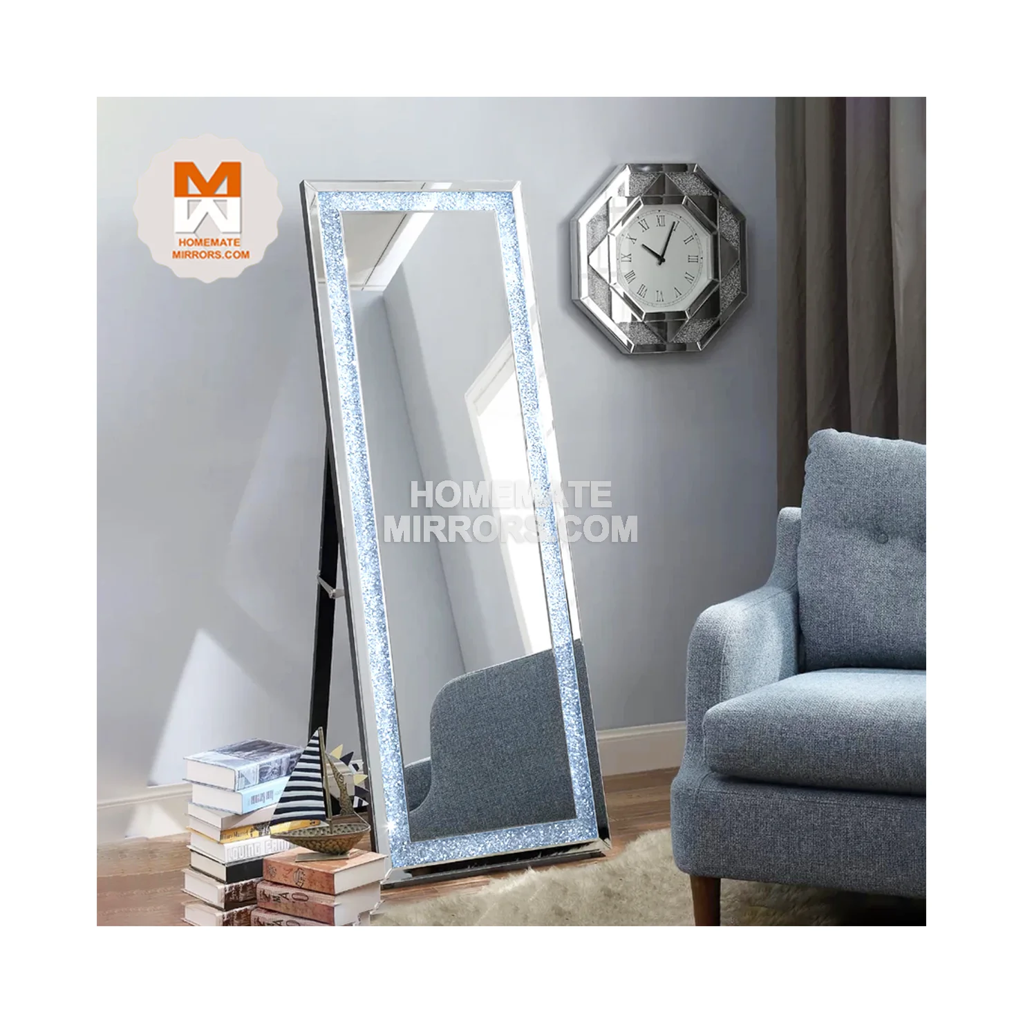 Popular Cheap Large Framed Full Length Standing Floor Mirror for Home Living Room