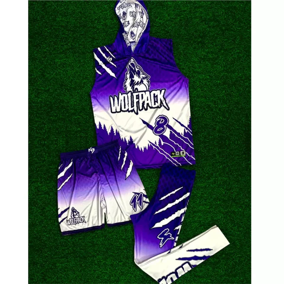 Custom Team Logo & Numbers sublimated 7v7 football uniform in best design top quality 7 on 7 compression shorts